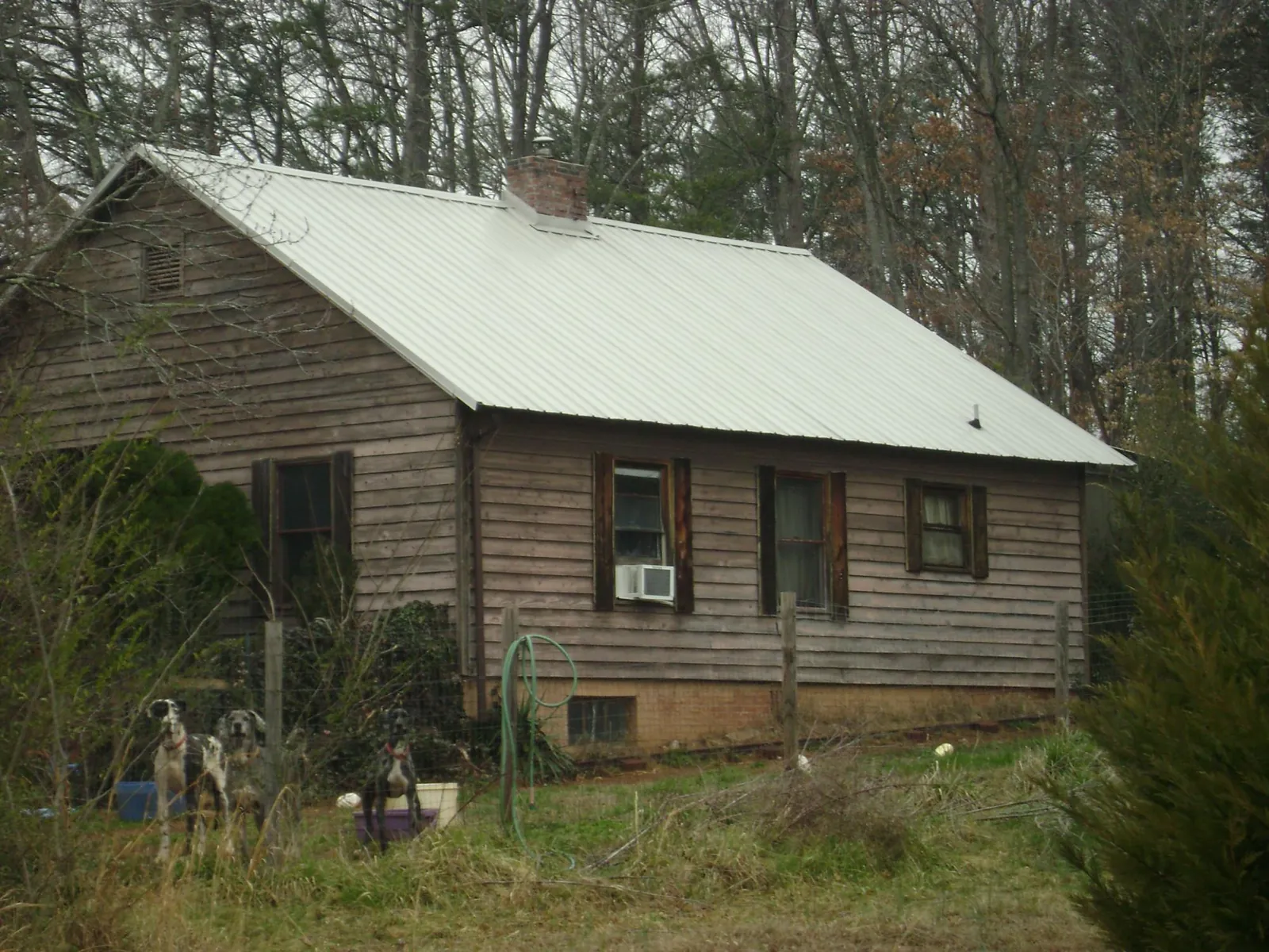 White metal roof on an old wood sided farmhouse, from a Asphalt Shingle Roof Repair job in Rome